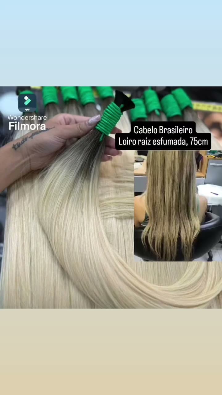 Cabelo Brasilero,loiro, raiz esfumada, 75cm para Colocação de mega hair Atacado e varejo. #megahair cabeloloiro #vendadecabelo #cabelonatural #pontoamericano