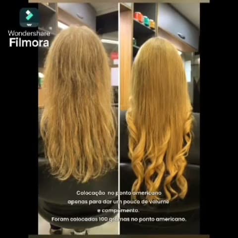 Colocação no ponto americano,aqui foram colocadas 100 gramas de cabelo, apenas para dar mais volume as pontas e comprimento.😊 O resultado é um cabelo leve e fácil de cuidar no dia 